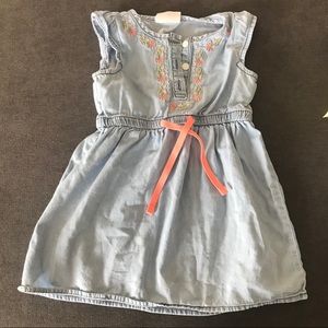 Crazy 8 Chambray Embroidered Coral Dress 2T
